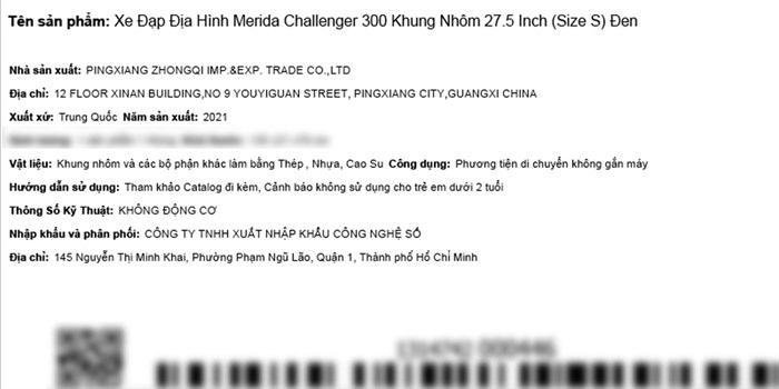Xe Đạp Địa Hình MTB Merida Challenger 300 27.5 inch Size S Màu Đen