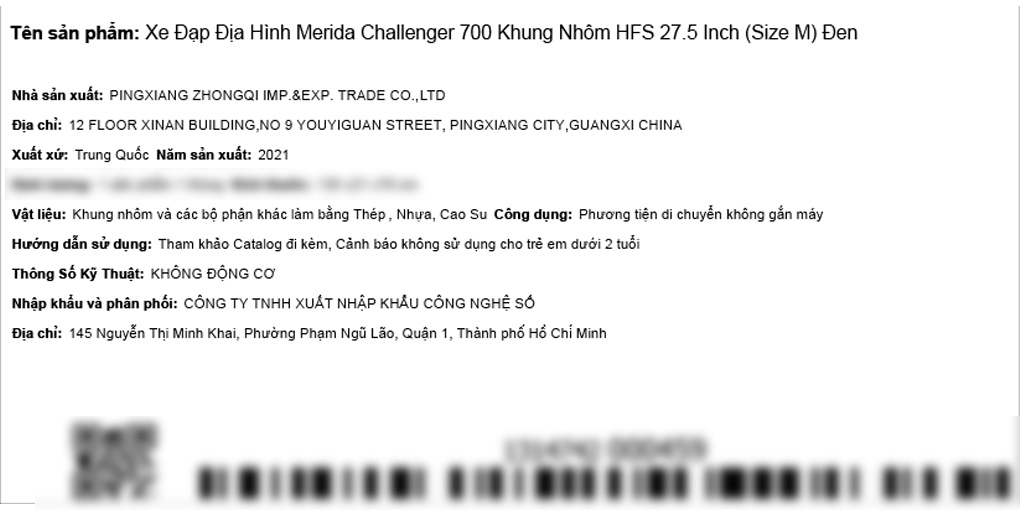 Xe Đạp Địa Hình MTB Merida Challenger 700 27.5 inch Size M