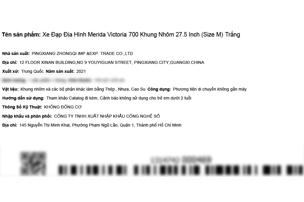 Xe Đạp Địa Hình MTB Merida Victoria 700 27.5 inch Size M Màu Trắng