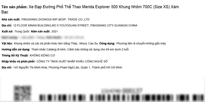 Xe đạp đường phố Touring Merida Explorer 500 29 inch Size XS Màu Xám