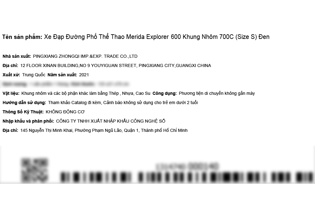 Xe Đạp Đường Phố Touring Merida Explorer 600 29 inch Size S Màu Đen