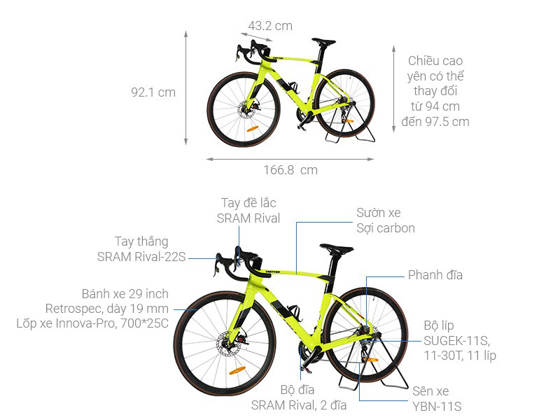 Xe Đạp Thể Thao Road Twitter Cyclone Pro Disc Main 29 inch Size M