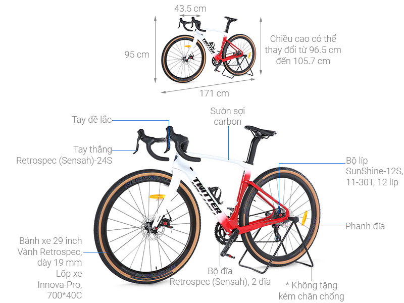 Xe Đạp Thể Thao Road Twitter Gravel V2 29 inch Size S