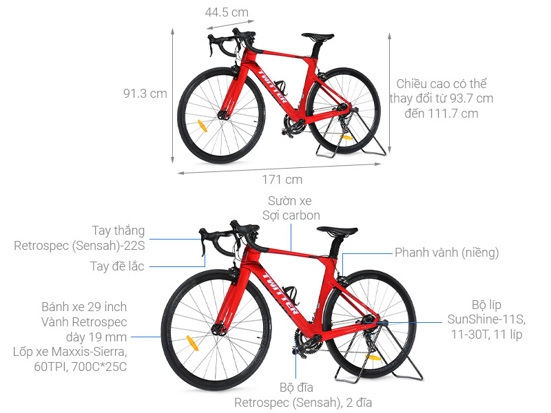 Xe Đạp Thể Thao Road Twitter R10 C Brake 29 inch Size M