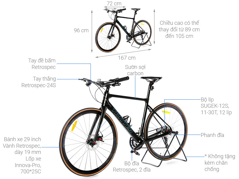 Xe Đạp Thể Thao Road Twitter Stealth Pro Dpb 29 inch Size M