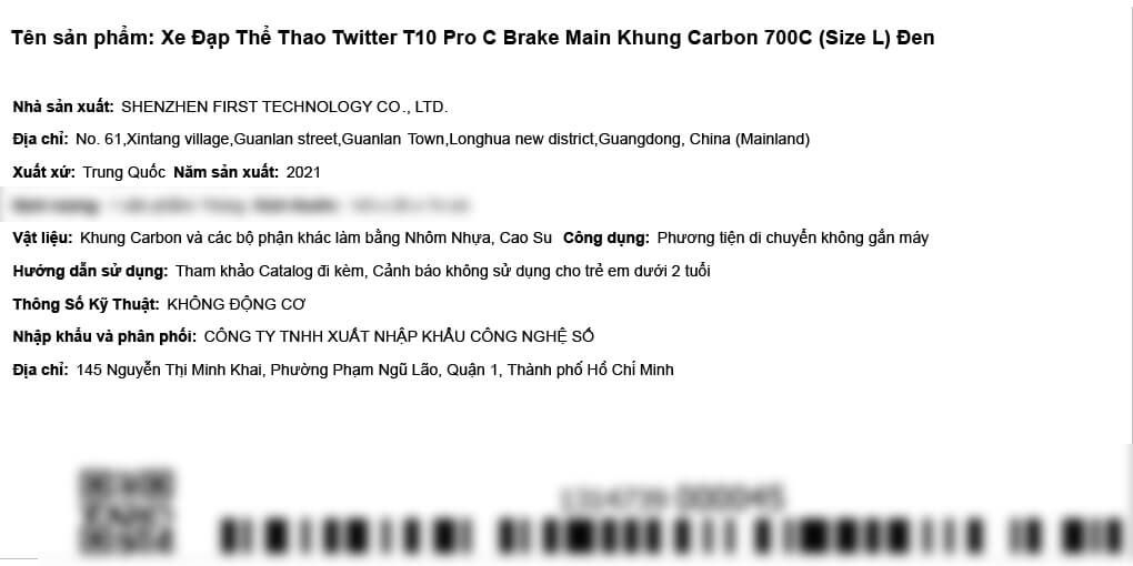 Xe Đạp Thể Thao Road Twitter T10 Pro C Brake Main 29 inch Size L Màu Đen