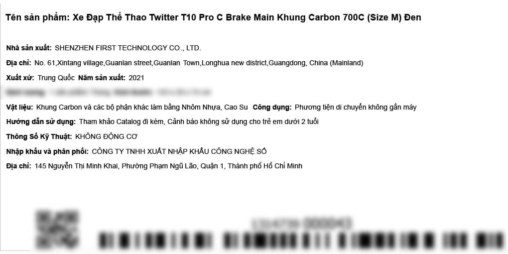 Xe Đạp Thể Thao Road Twitter T10 Pro C Brake Main 29 inch Size M Màu Đen