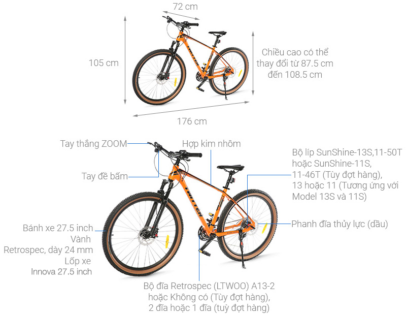 Xe Đạp Địa Hình MTB Twitter Blackhawk Pro 27.5 inch Size M