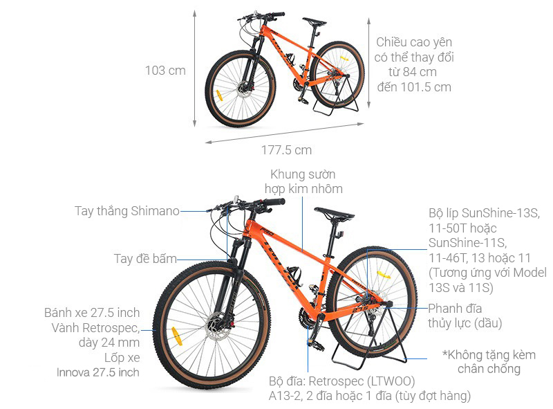 Xe Đạp Địa Hình MTB Twitter Blackhawk Pro 27.5 inch Size S
