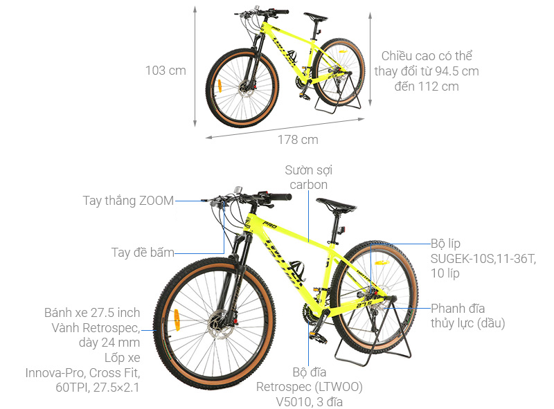 Xe Đạp Địa Hình MTB Twitter Leopard Pro Main 27.5 inch Size M