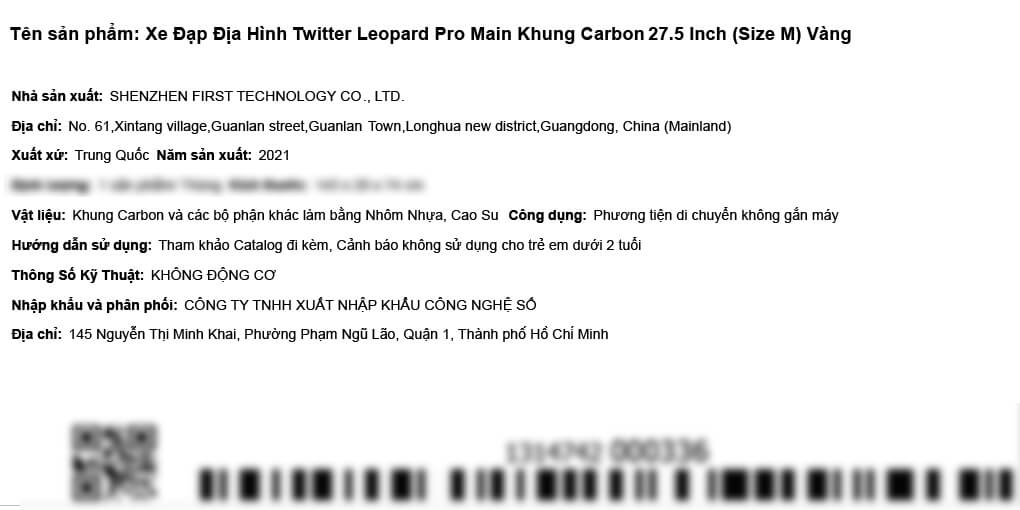 Xe Đạp Địa Hình MTB Twitter Leopard Pro Main 27.5 inch Size M