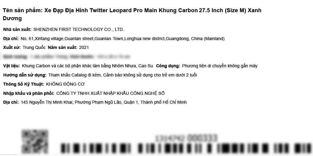 Xe Đạp Địa Hình MTB Twitter Leopard Pro Main 27.5 inch Size M