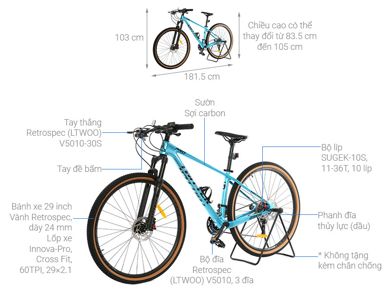 Xe Đạp Địa Hình MTB Twitter Leopard Pro Main 29 inch Size S