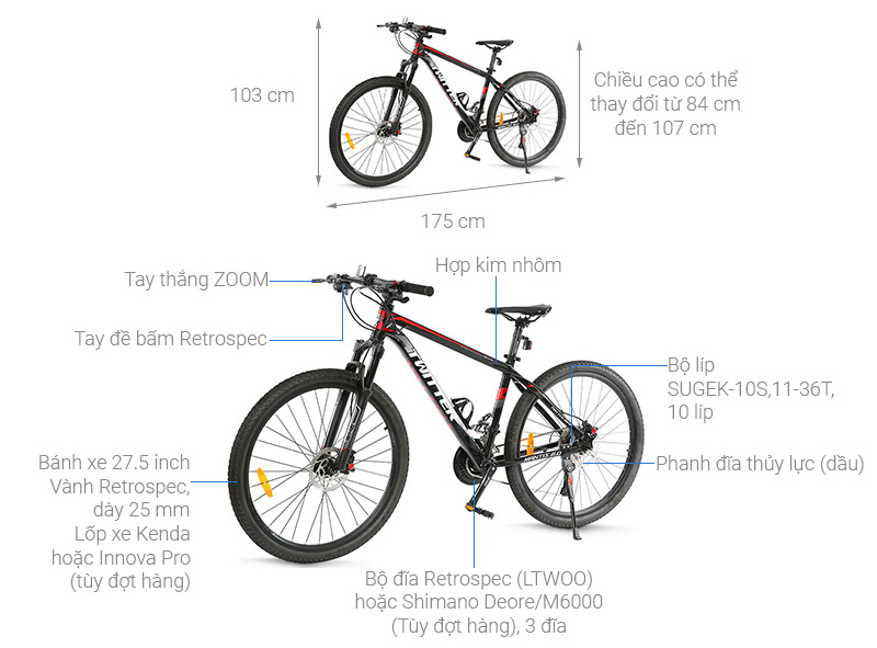 Xe Đạp Địa Hình MTB Twitter Mantis 2.0 27.5 inch Size S