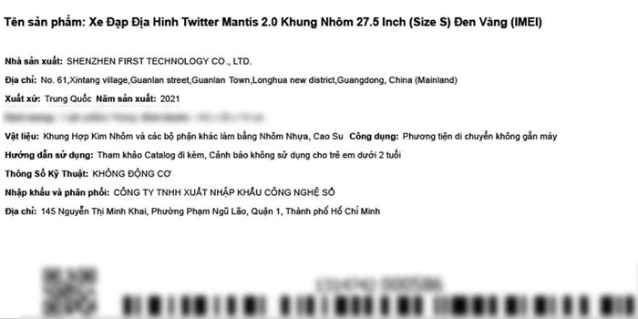 Xe Đạp Địa Hình MTB Twitter Mantis 2.0 27.5 inch Size S