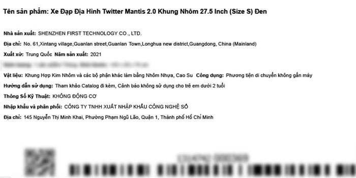 Xe Đạp Địa Hình MTB Twitter Mantis 2.0 27.5 inch Size S