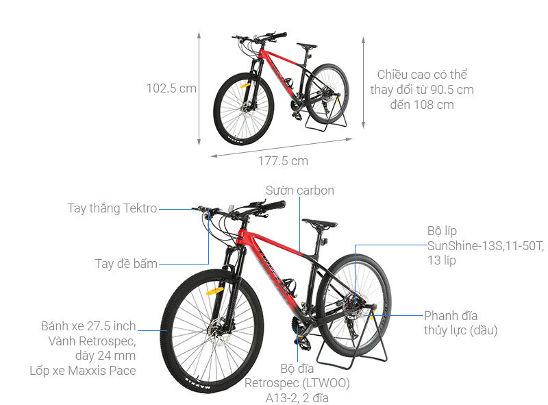 Xe Đạp Địa Hình MTB Twitter Predator Pro QR 27.5 inch Size M