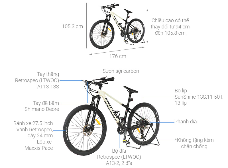 Xe Đạp Địa Hình MTB Twitter Predator Pro QR 27.5 inch Size S