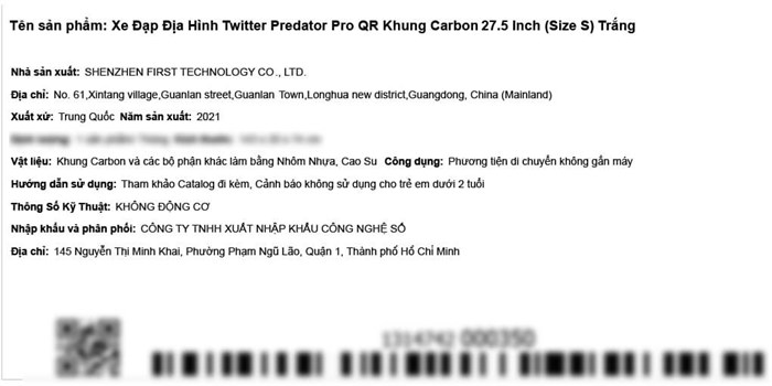 Xe Đạp Địa Hình MTB Twitter Predator Pro QR 27.5 inch Size S Màu Trắng