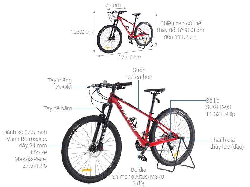 Xe Đạp Địa Hình MTB Twitter Storm 2.0 27.5 inch Size M