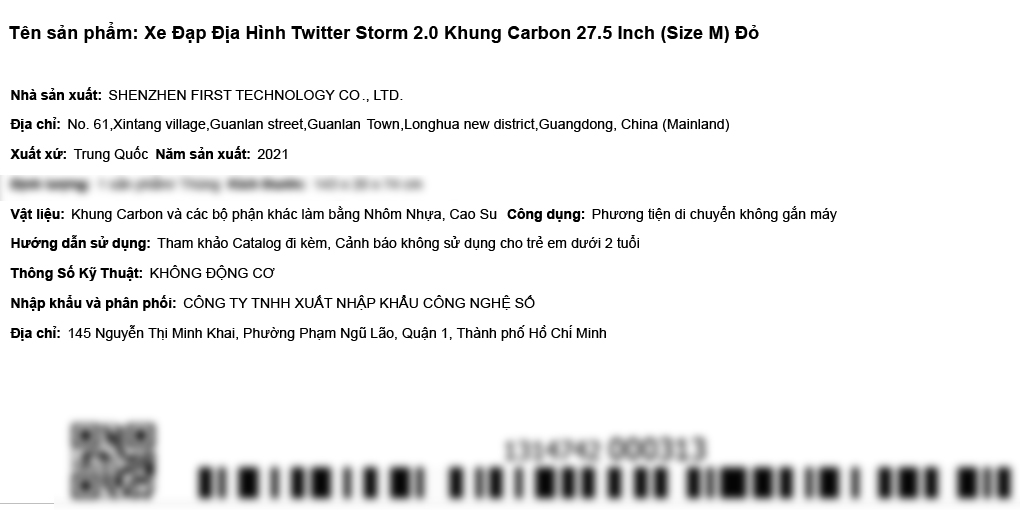 Xe Đạp Địa Hình MTB Twitter Storm 2.0 27.5 inch Size M Màu Đỏ
