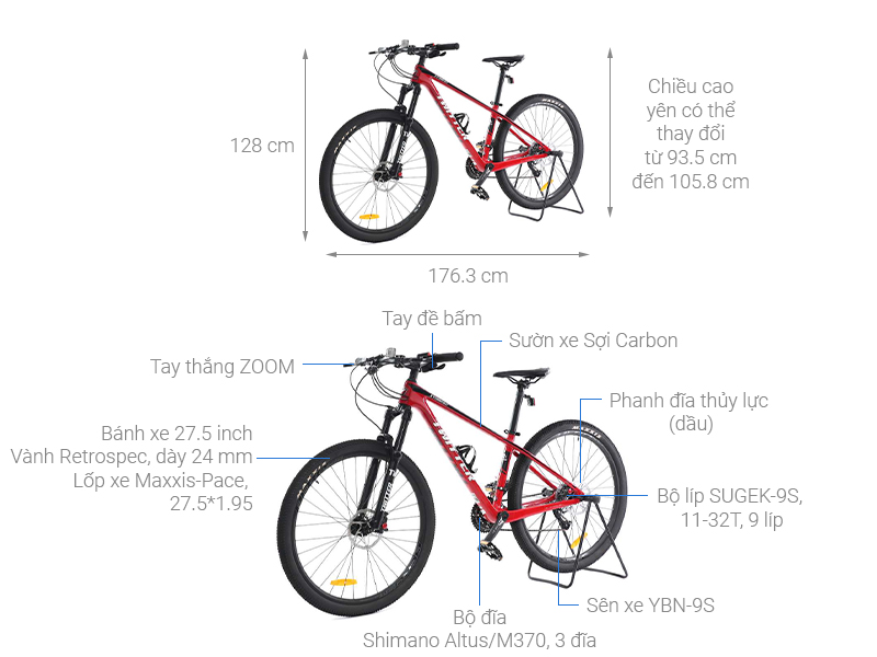 Xe Đạp Địa Hình MTB Twitter Storm 2.0 27.5 inch Size S