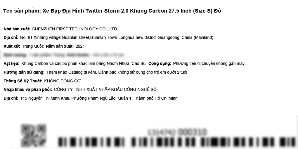 Xe Đạp Địa Hình MTB Twitter Storm 2.0 27.5 inch Size S