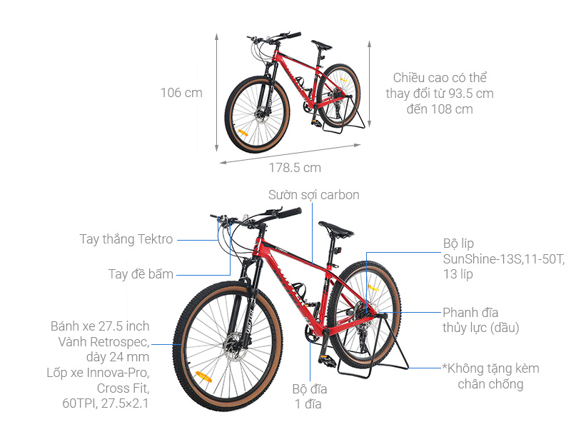 Xe Đạp Địa Hình MTB Twitter Storm 2.0 Main 27.5 inch Size M