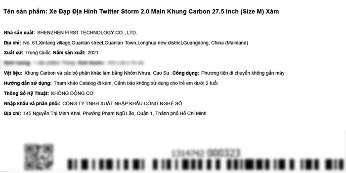 Xe Đạp Địa Hình MTB Twitter Storm 2.0 Main 27.5 inch Size M Màu Xám