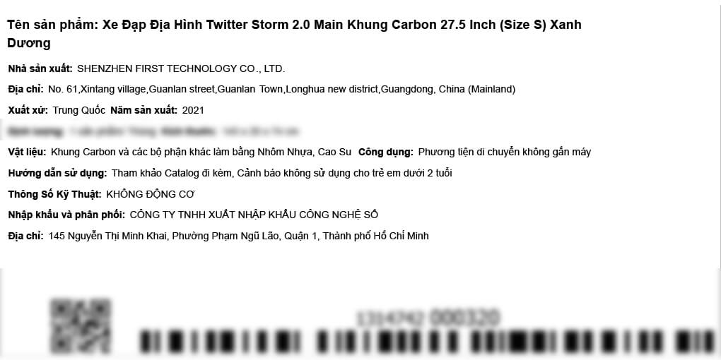 Xe Đạp Địa Hình MTB Twitter Storm 2.0 Main 27.5 inch Size S Màu Xanh Dương
