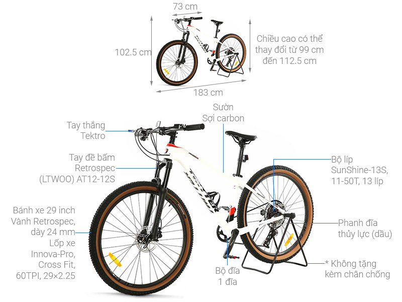 Xe Đạp Địa Hình MTB Twitter Warrior Pro Main 29 inch Size S