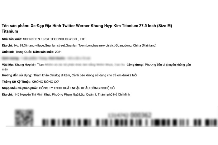 Xe Đạp Địa Hình MTB Twitter Werner 27.5 inch Size M