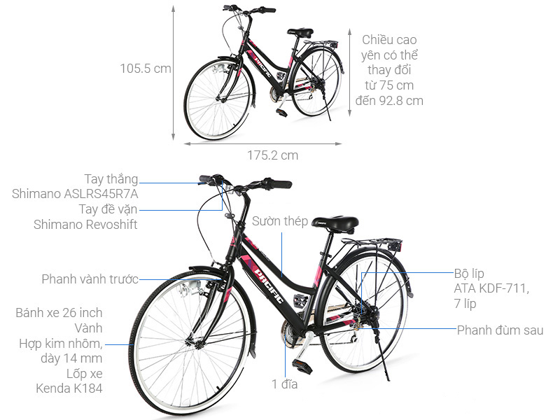 Xe đạp đường phố City Pacific Ravella XT 26 inch - chính hãng, giá rẻ, có trả góp Xe Đạp Đường Phố City Pacific Ravella Xt 26 Inch - Chính Hãng, Giá Rẻ, Có Trả Góp