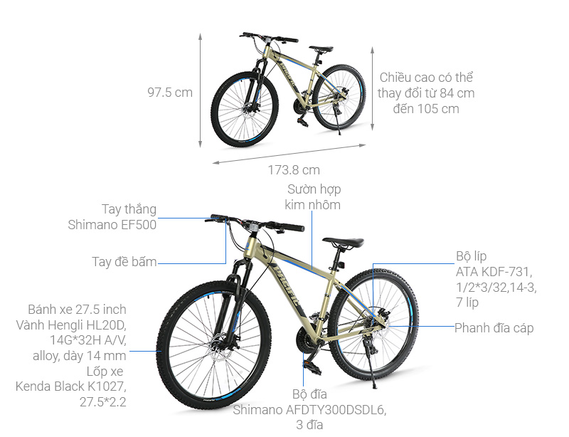 Xe Đạp Địa Hình MTB Pacific Invert 2.0 27.5 inch