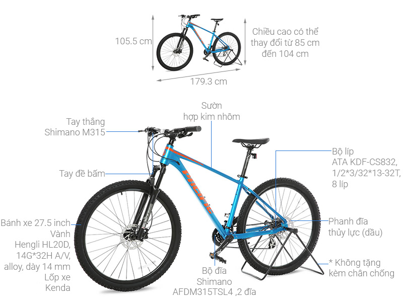 Xe Đạp Địa Hình MTB Pacific Montero 4.0 27.5 inch