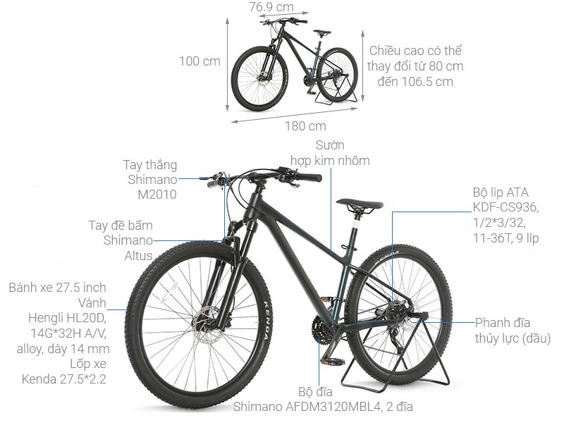 Xe Đạp Địa Hình MTB Pacific Carmeron 5.0 27.5 inch