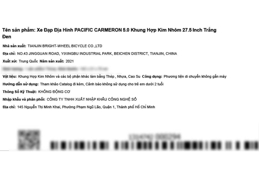 Xe Đạp Địa Hình MTB Pacific Carmeron 5.0 27.5 inch Màu Trắng