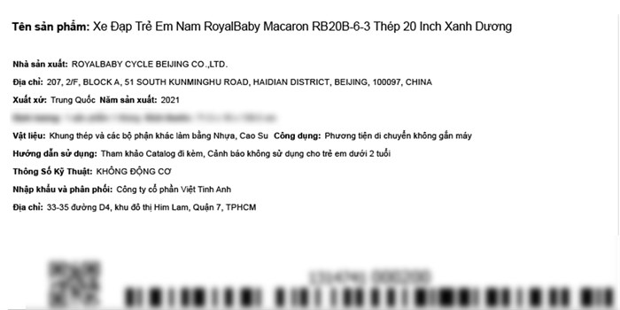 Xe Đạp Trẻ Em Royal Baby RB20B-6-3 20 inch Màu Xanh Dương
