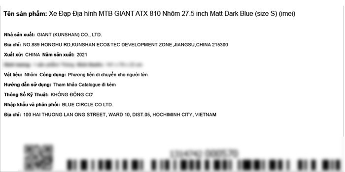 Xe Đạp Địa Hình MTB Giant ATX 810 27.5 inch Size S Màu Xanh Dương