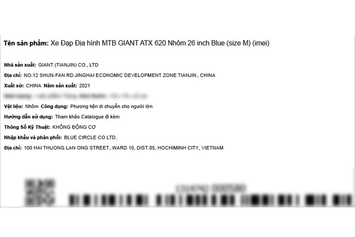 Xe Đạp Địa Hình MTB Giant ATX 620 26 inch Size M Màu Xanh Dương