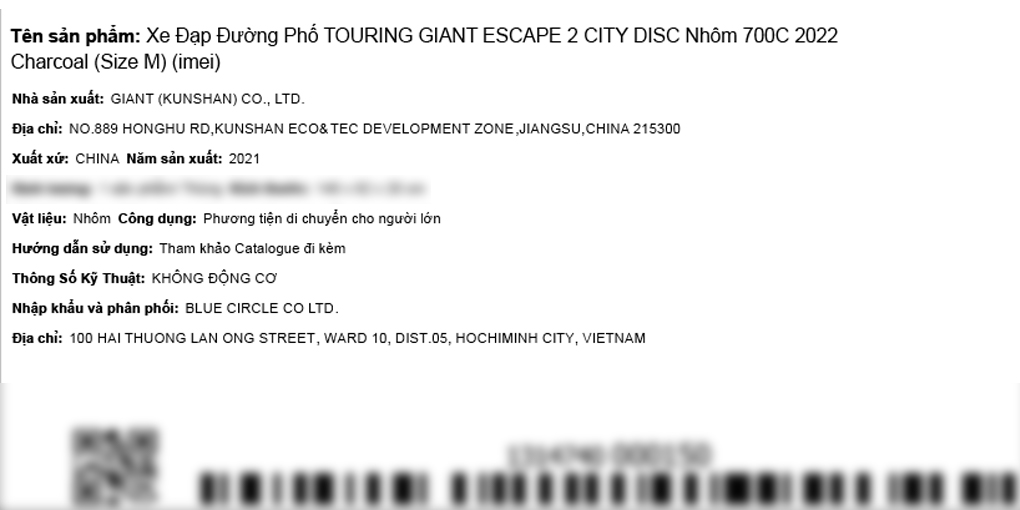 Xe đạp đường phố Touring Giant Escape 2 City Dics (2022) 700C Size M