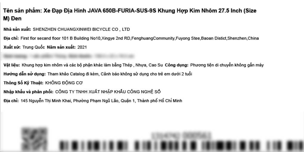 Xe đạp địa hình MTB Java 650B-FURIA-SUS-9S 27.5 inch Size M - chính ...