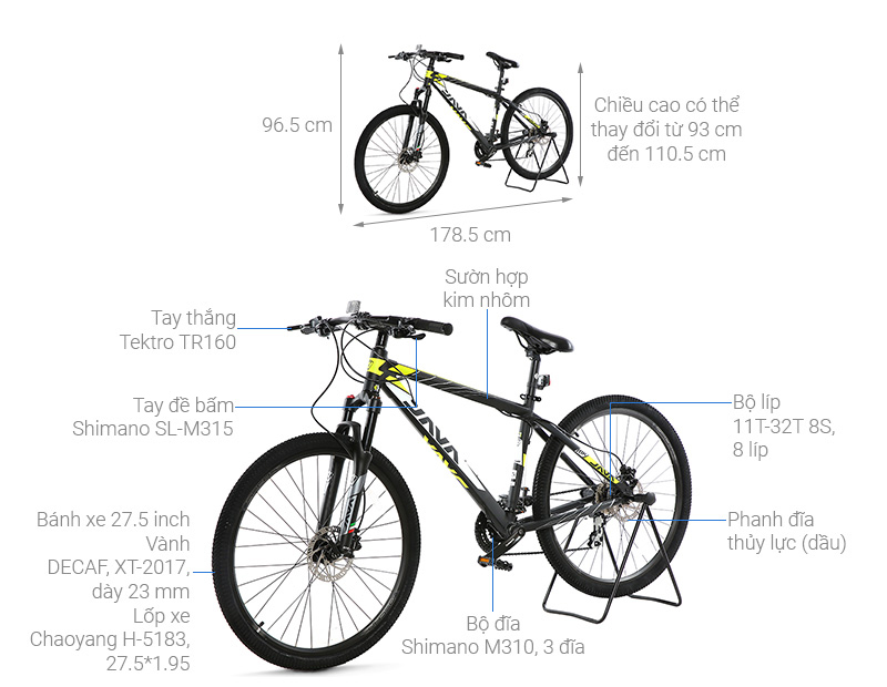 Xe Đạp Địa Hình MTB Java 650B-Moka2-24S 27.5 inch Size M