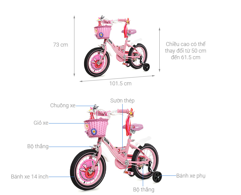 Xe Đạp Trẻ Em Stitch Goya Rabbit JY902-14 14 inch