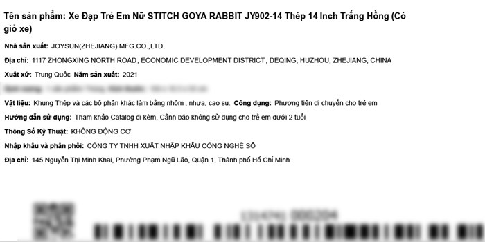 Xe Đạp Trẻ Em Stitch Goya Rabbit JY902-14 14 inch Màu Trắng - Hồng