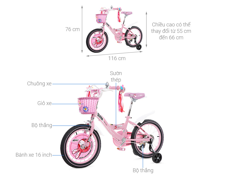 Xe Đạp Trẻ Em Stitch Goya Rabbit JY902-16 16 inch