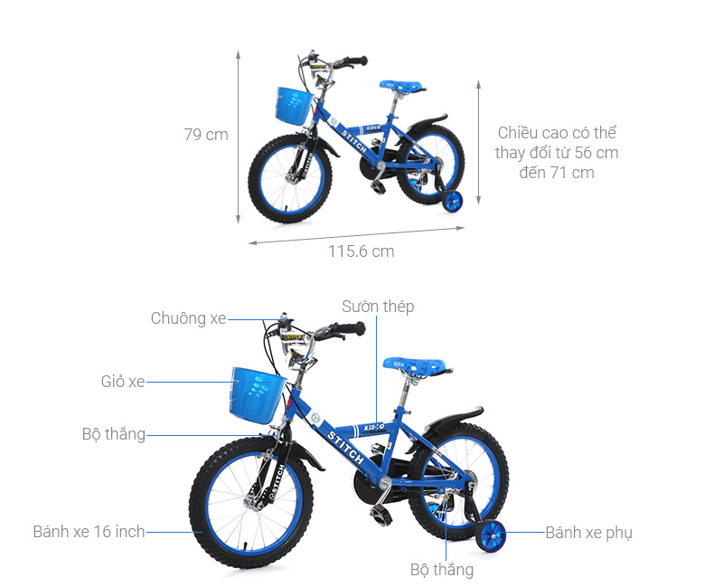 Xe Đạp Trẻ Em Stitch Little Cool JY904-16 16 inch