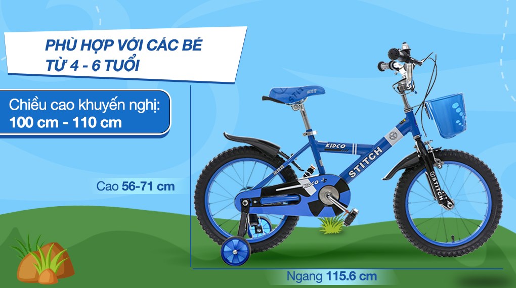 Xe Đạp Trẻ Em Stitch Little Cool JY904-16 16 inch
