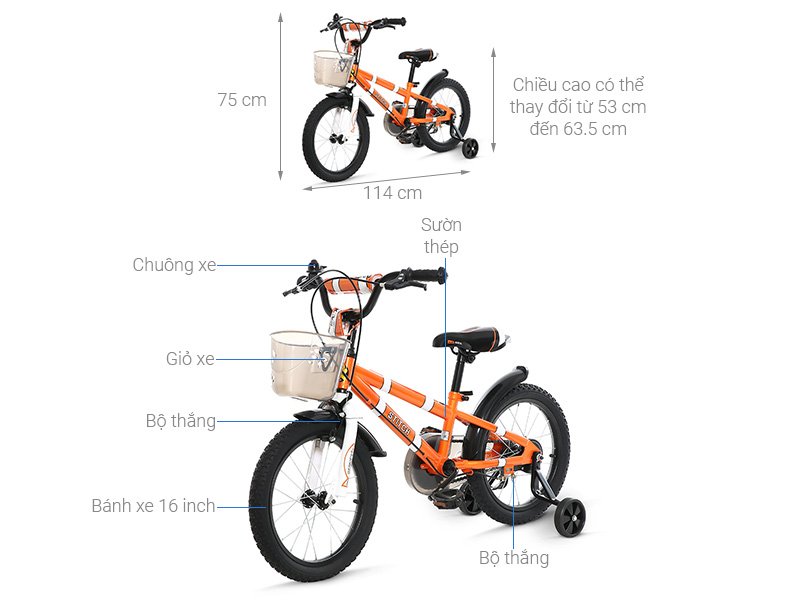 Xe Đạp Trẻ Em Stitch Happy Fish JY907-16 16 inch