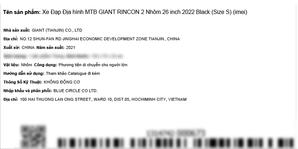 Xe đạp địa hình MTB Giant Rincon 2 (2022) 26 inch Size S